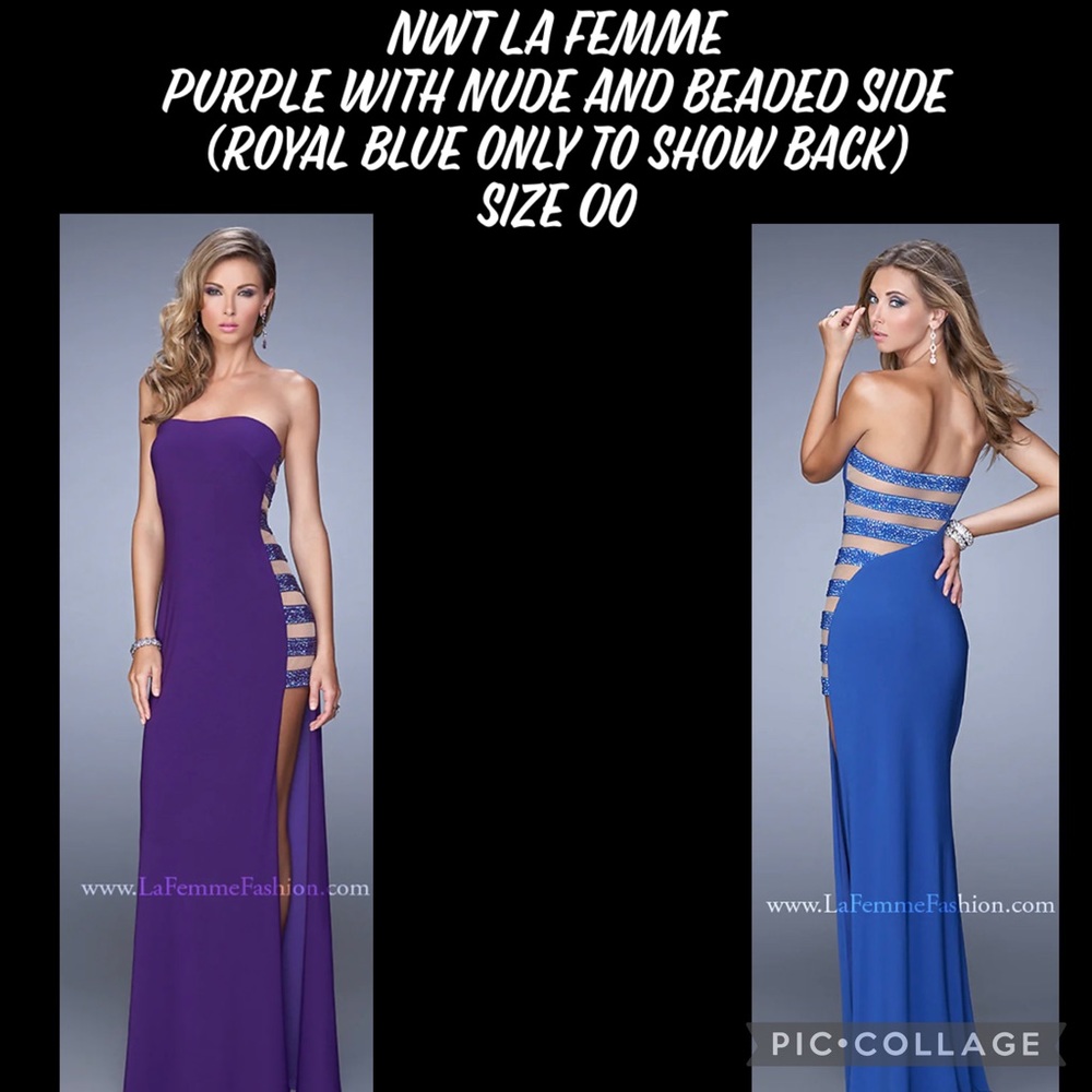 NWT La Femme PURPLE strapless gown size 00